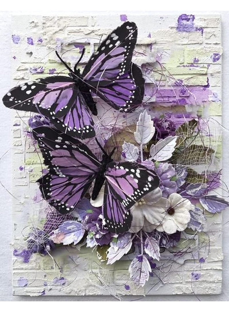 ChicAbode 5D Butterfly Diamond Painting Kit, Full Drill Diamond Art Kit, Point Drill By Number, Easy To Use, for Adults and Kids, Gem Dots Pictures by Numbers Plants Art Craft Decoration, Gift, 30x40 cm - Image 1